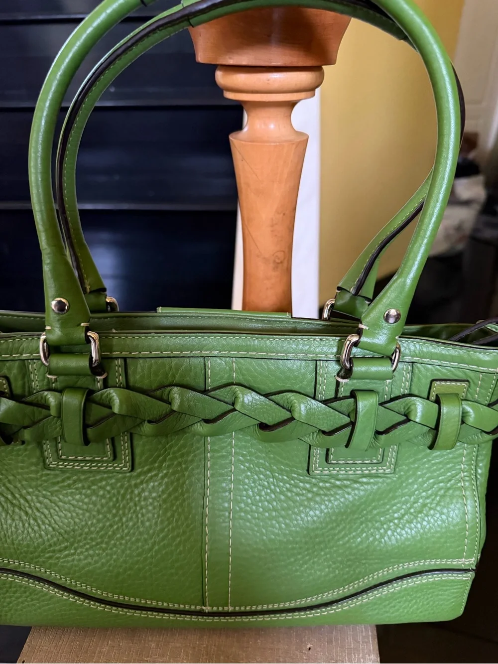 Coach Hampton Pebbled  Leather Shoulder Tote with Tassel and Horsebit